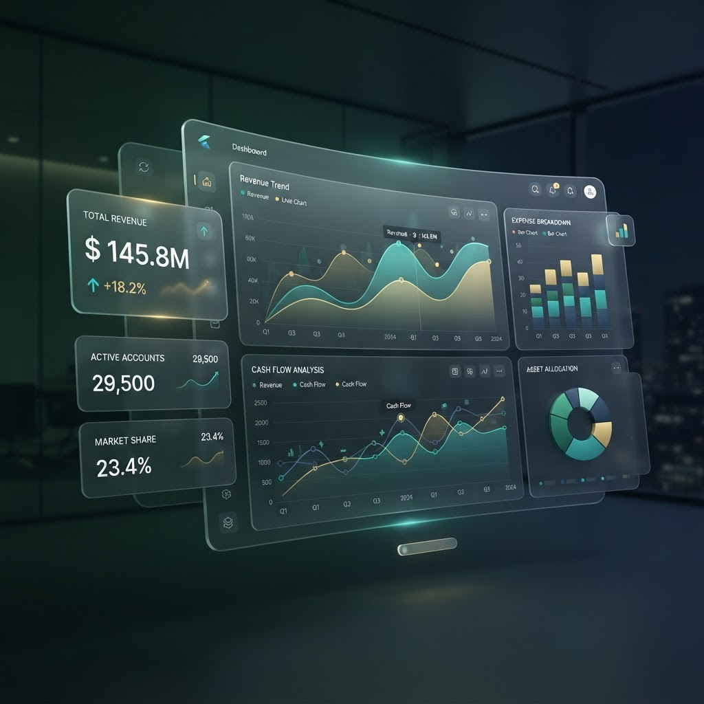 Financial dashboard showing business performance metrics